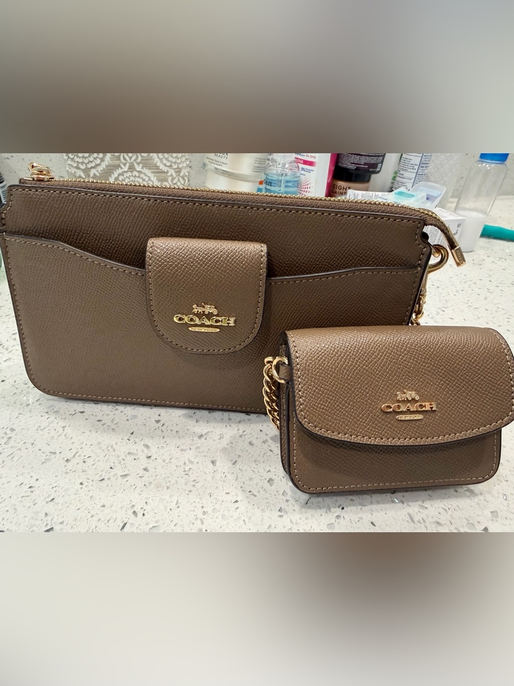 Coach Brown Leather Crossbody Bag with Gold Hardware